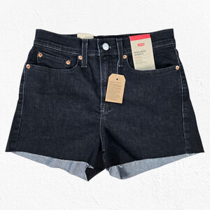 Levi's Black High Rise Frayed Hem Slim Cut Off Denim Jean Shorts Size 27 NWT